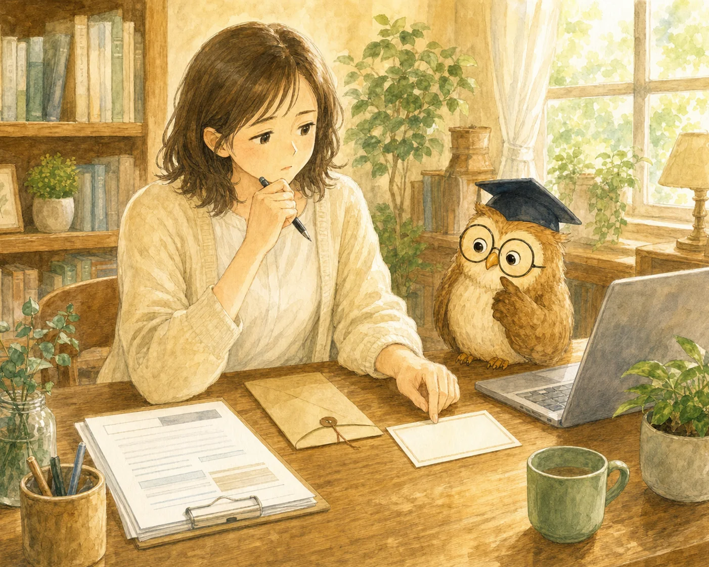 請求書を送る前に、添えるメールの文面で手が止まっている主人公